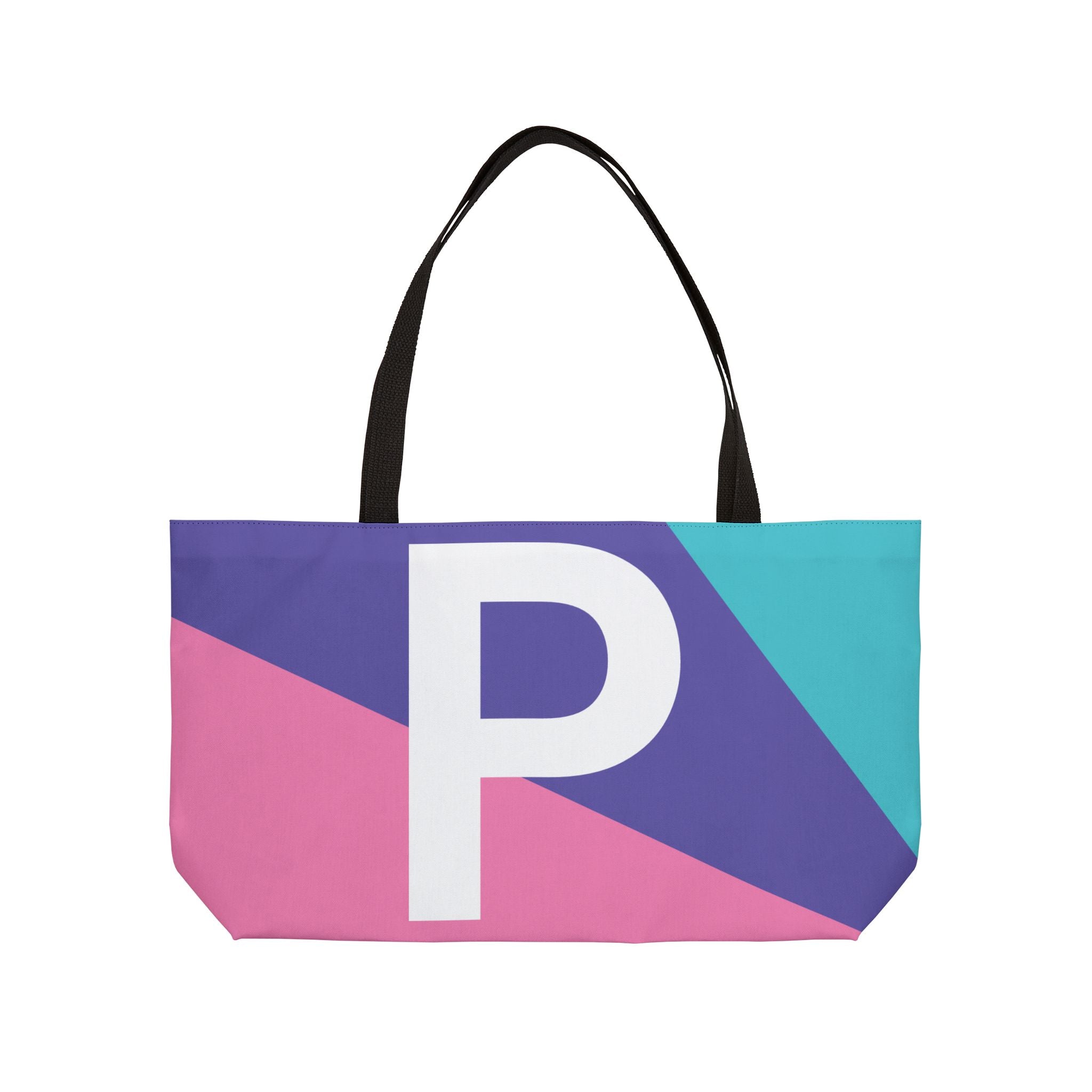 Personalized 'P' Colorblock Tote Bag — Monogram Weekender Tote