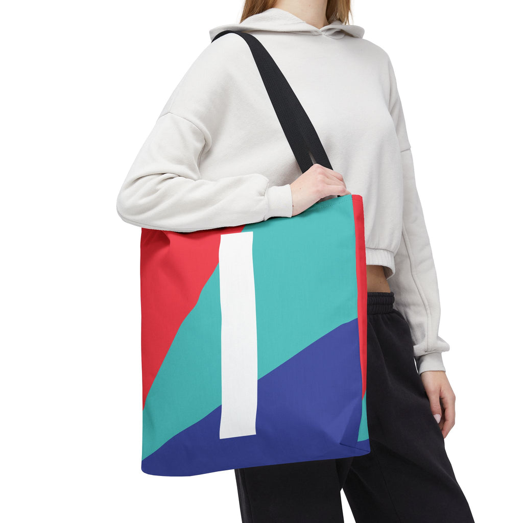 Monogram 'I' Colorblock Tote Bag — Personalized Initial I Shoulder Tote
