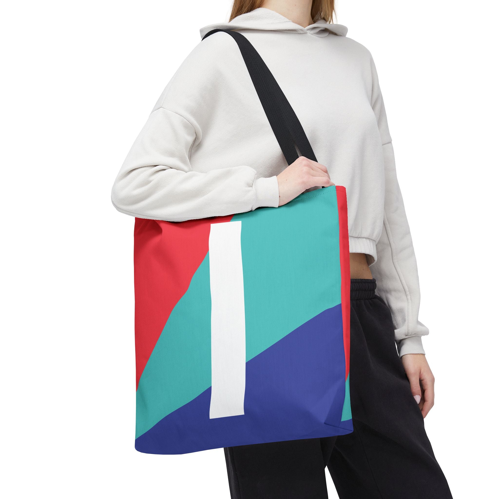 Monogram 'I' Colorblock Tote Bag — Personalized Initial I Shoulder Tote