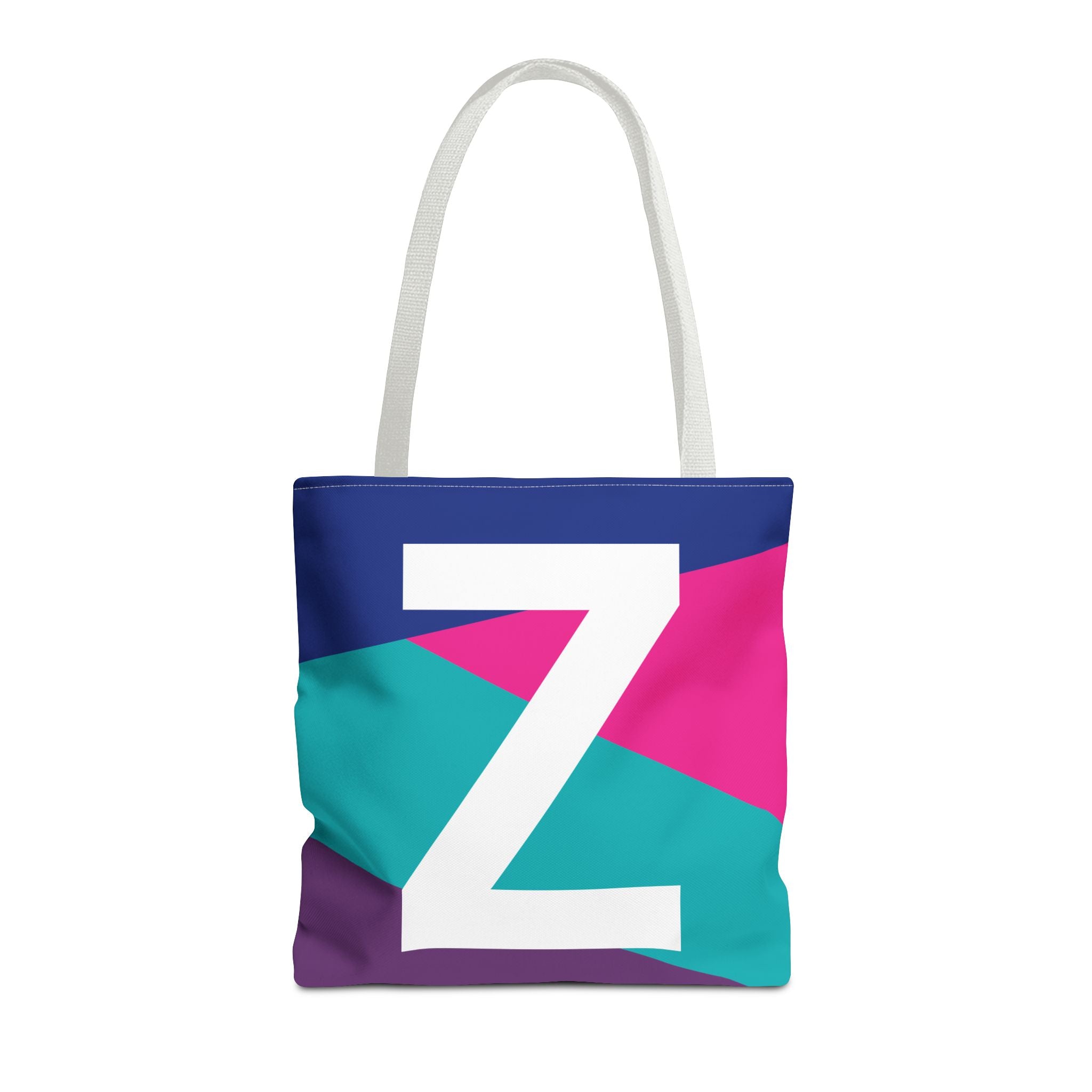 Monogram 'Z' Colorblock Tote Bag — Personalized Initial Z Shoulder Tote