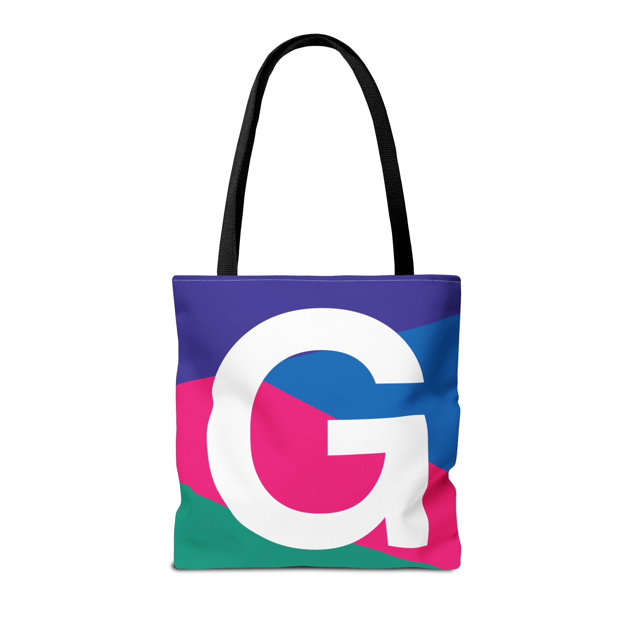 Monogram 'G' Colorblock Tote Bag — Personalized Initial G Shoulder Tote