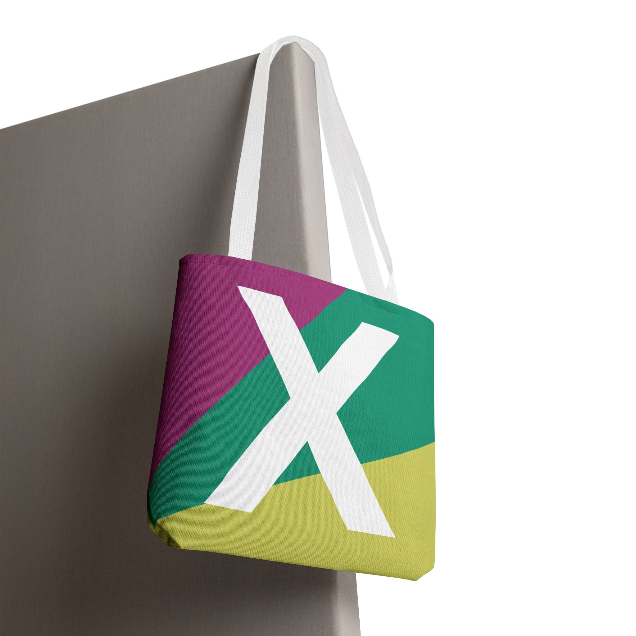 Monogram 'X' Colorblock Tote Bag — Personalized Initial X Shoulder Tote