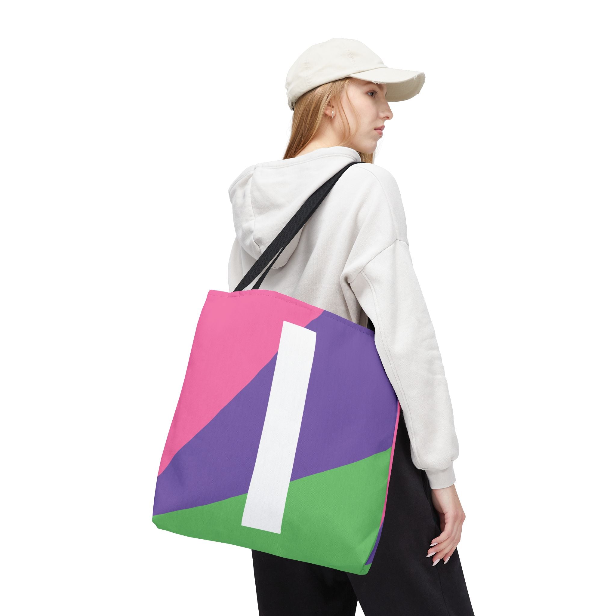 Monogram 'I' Colorblock Tote Bag — Personalized Initial I Shoulder Tote