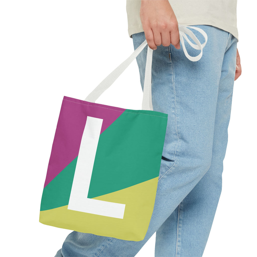 Monogram 'L' Colorblock Tote Bag — Personalized Initial L Shoulder Tote