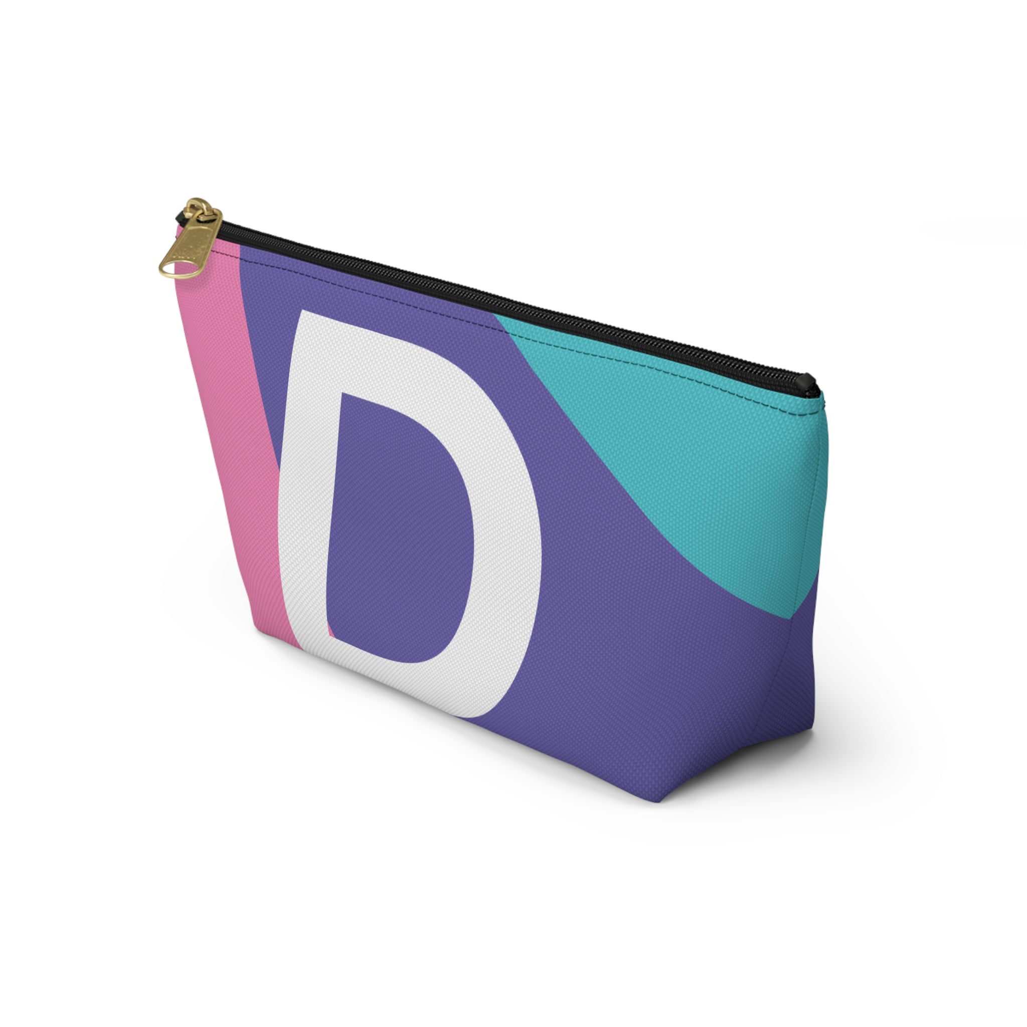 Initials Colorblock Accessory Pouch — Monogram D T-Bottom Cosmetic Bag