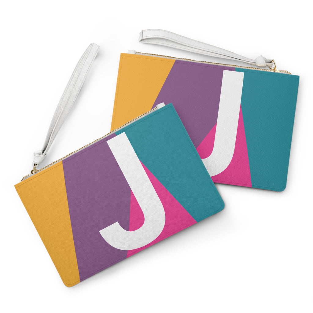 Monogram 'J' Colorblock Clutch Bag — Bold Geometric Wristlet for Everyday & Gifts
