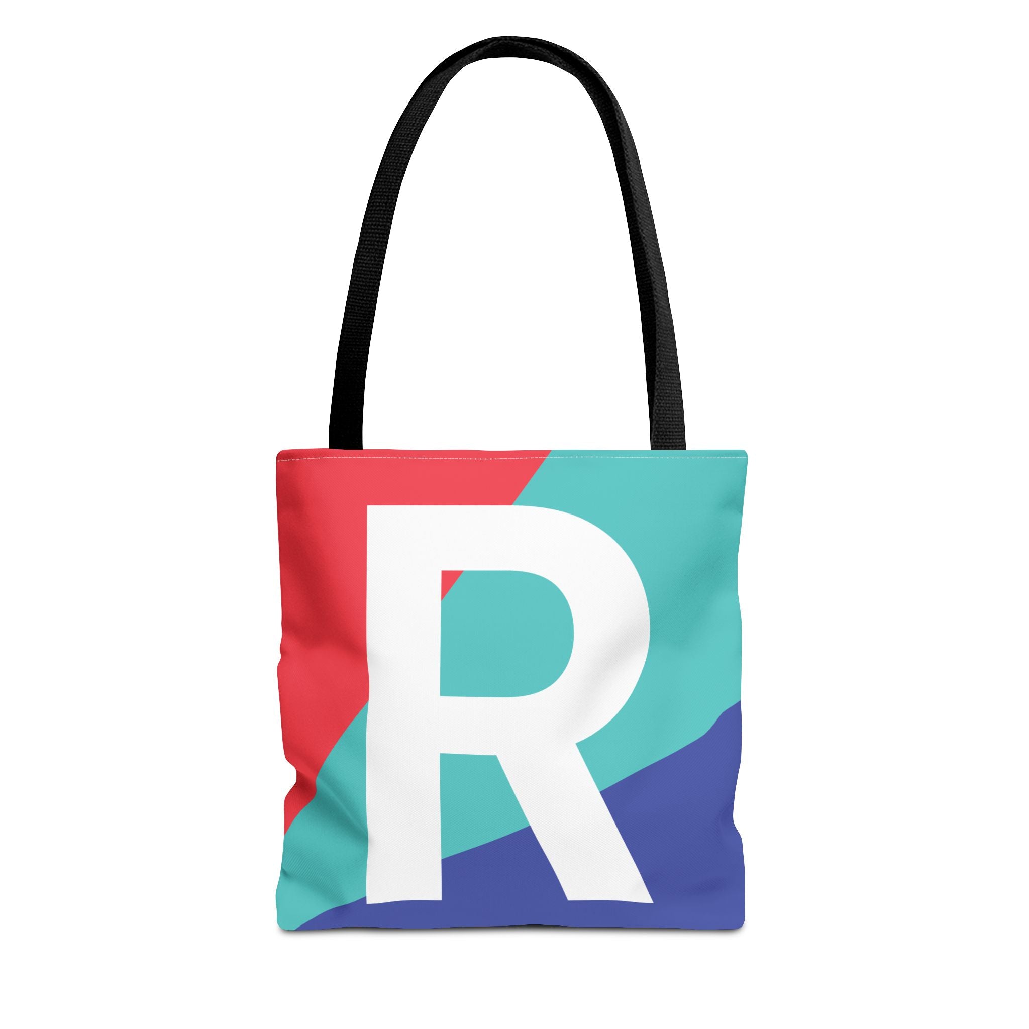 Monogram 'R' Colorblock Tote Bag — Personalized Initial R Shoulder Tote