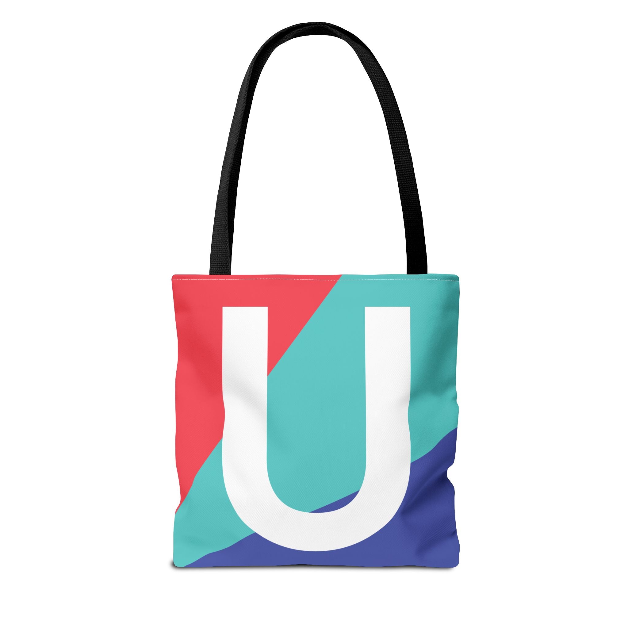 Monogram 'U' Colorblock Tote Bag — Personalized Initial U Shoulder Tote