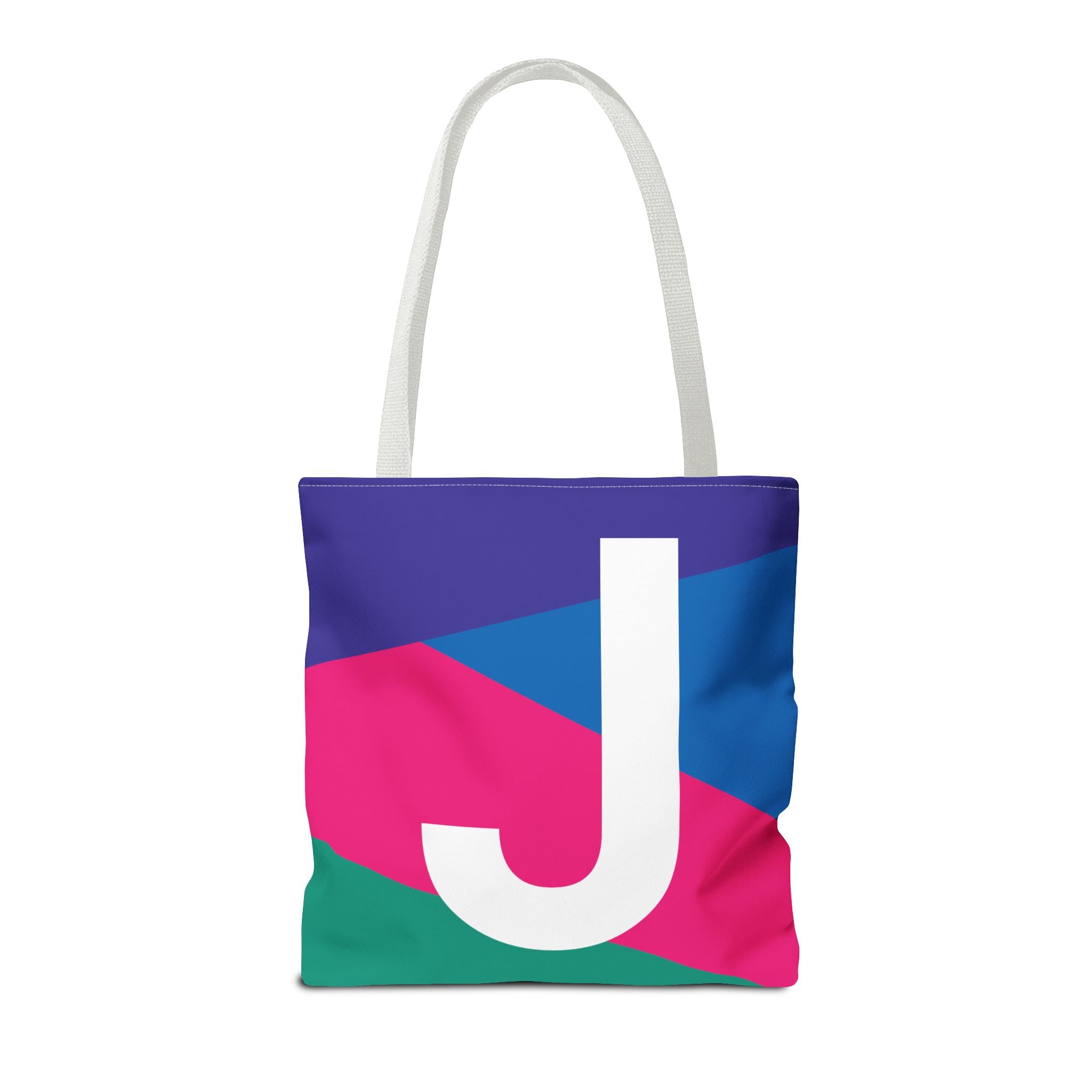 Monogram 'J' Colorblock Tote Bag — Personalized Initial J Shoulder Tote