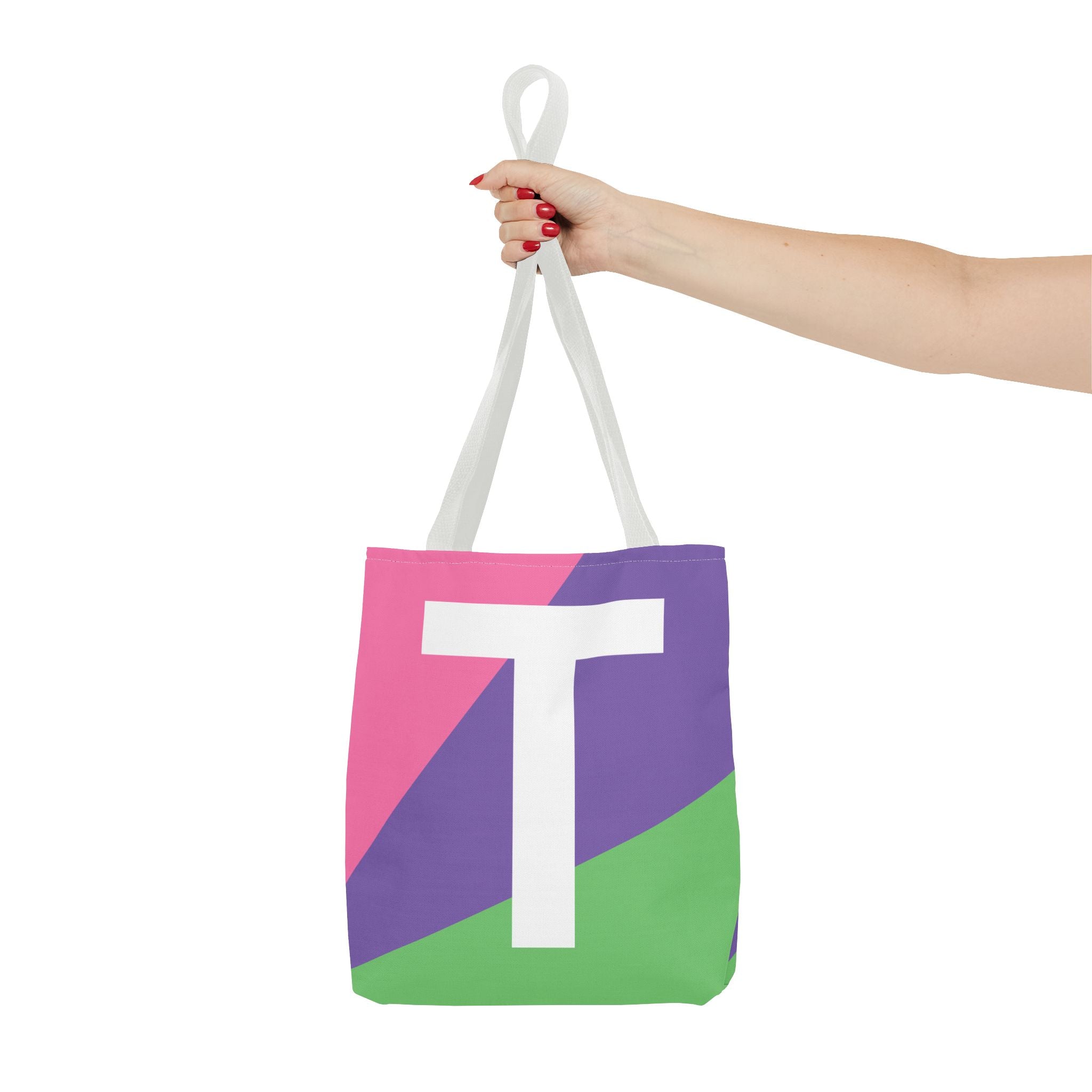 Monogram 'T' Colorblock Tote Bag — Personalized Initial T Shoulder Tote