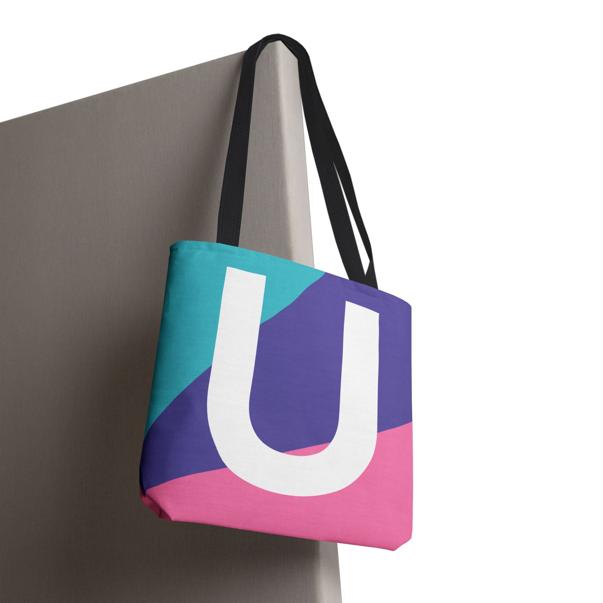 Monogram 'U' Colorblock Tote Bag — Personalized Initial U Shoulder Tote