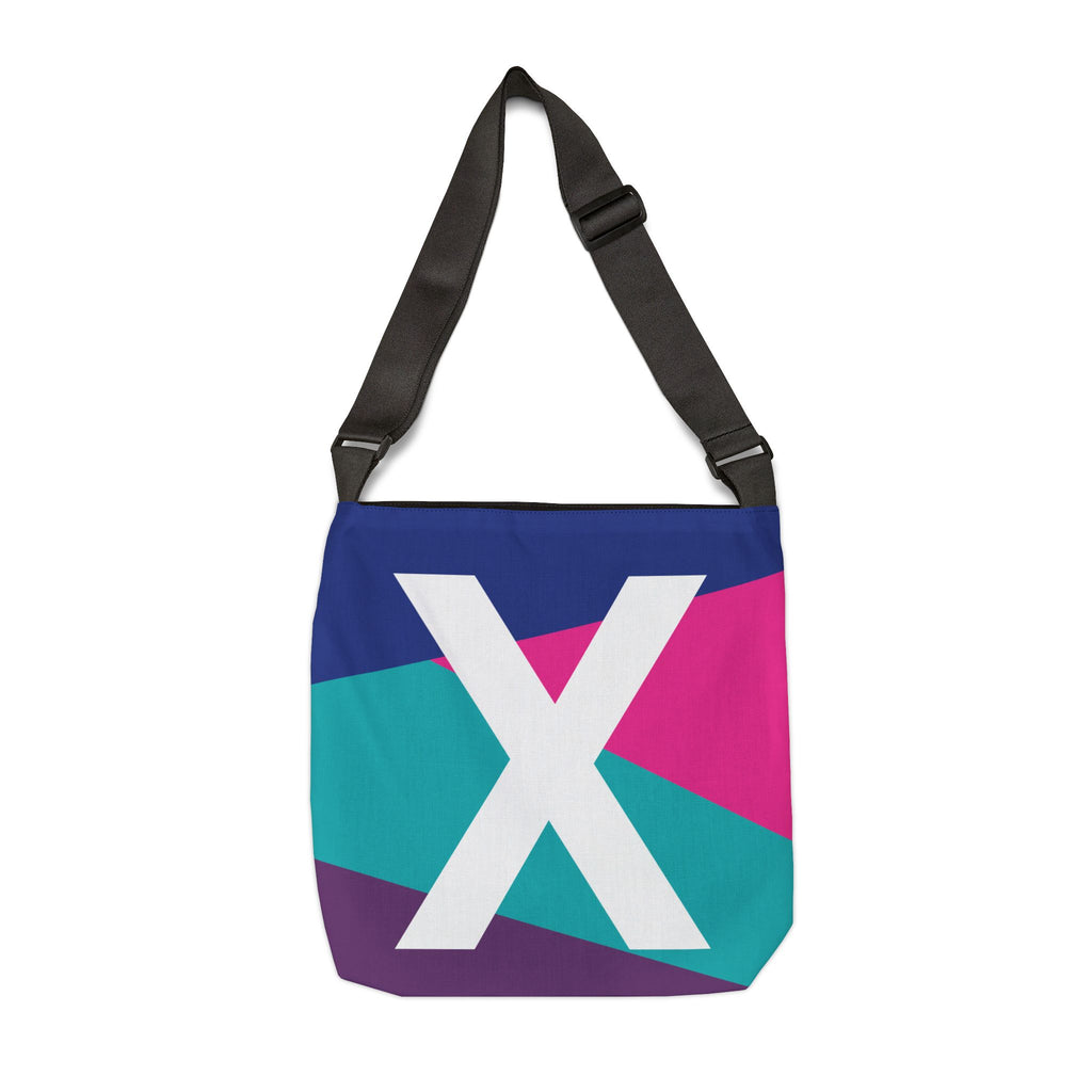 Initial Letter 'X' Colorblock Adjustable Tote Bag — Monogram Alphabet Shoulder Bag