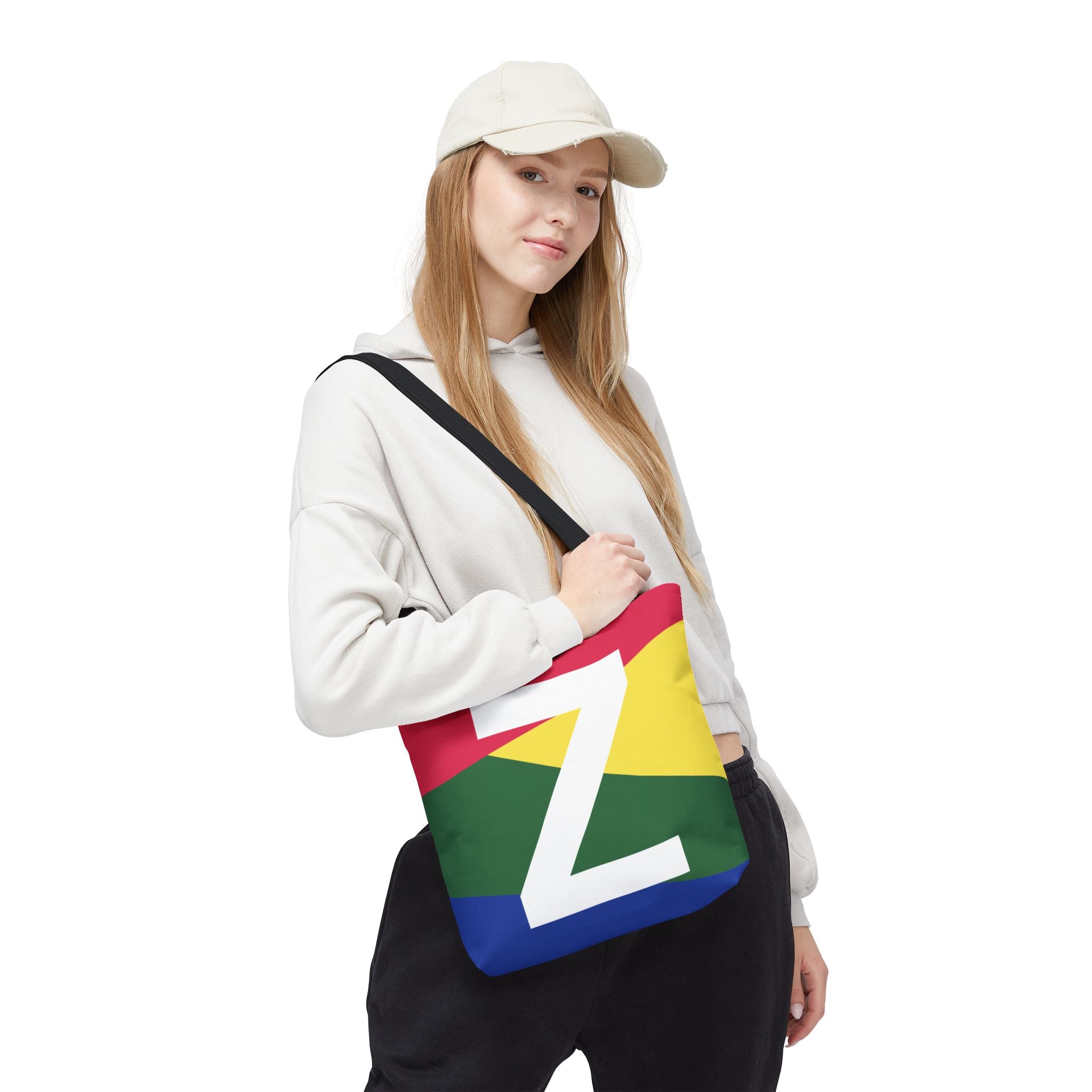 Monogram 'Z' Colorblock Tote Bag — Personalized Initial Z Shoulder Tote