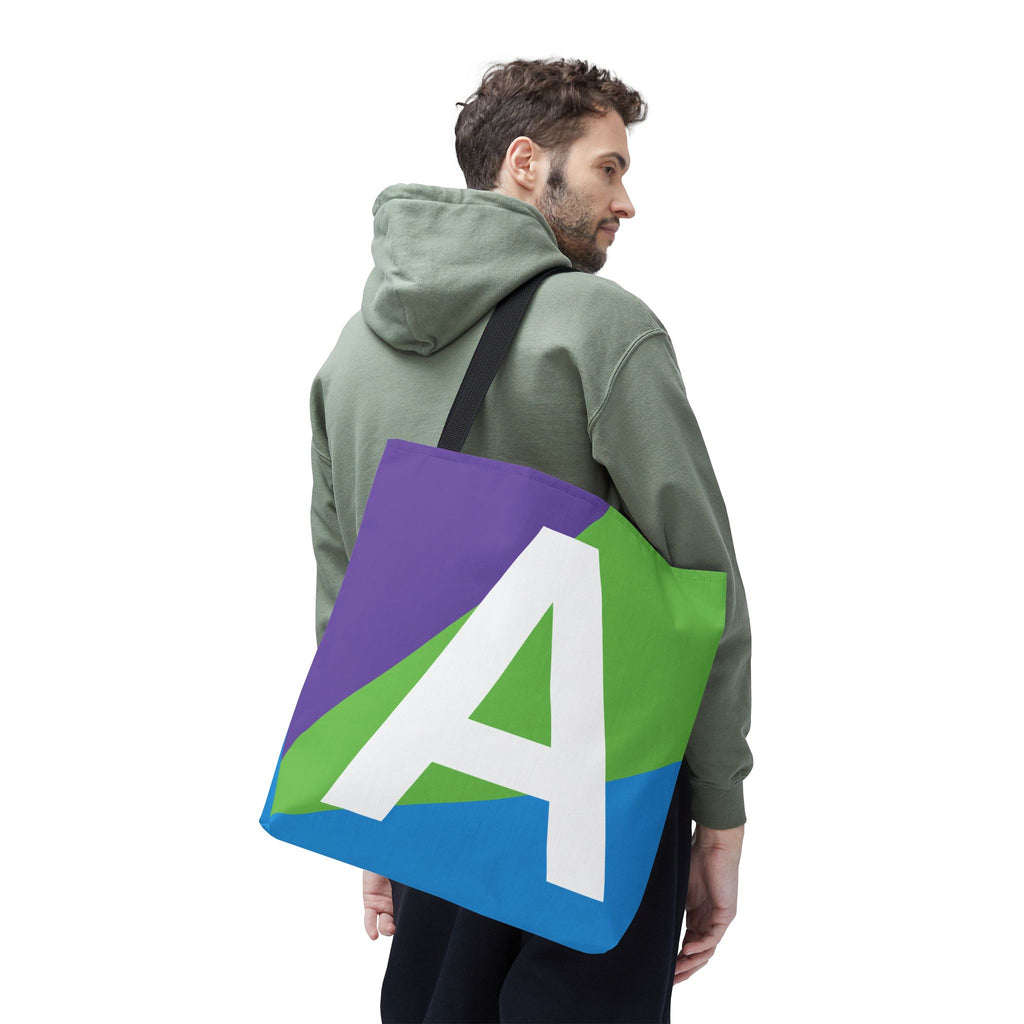 Monogram 'A' Colorblock Tote Bag — Personalized Initial A Shoulder Tote
