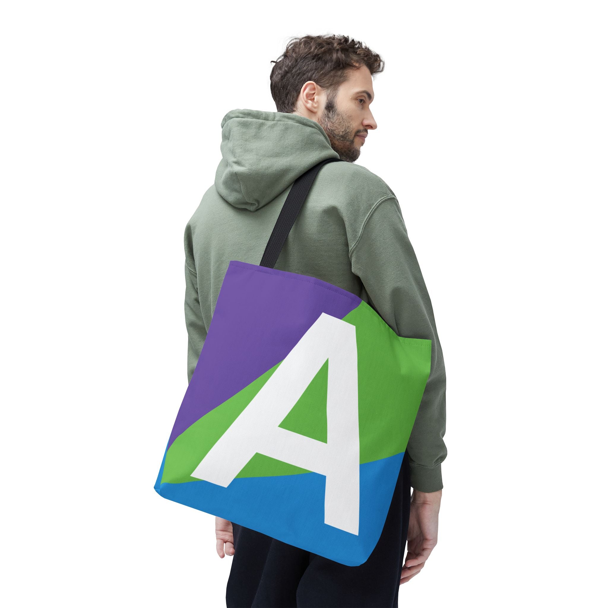 Monogram 'A' Colorblock Tote Bag — Personalized Initial A Shoulder Tote