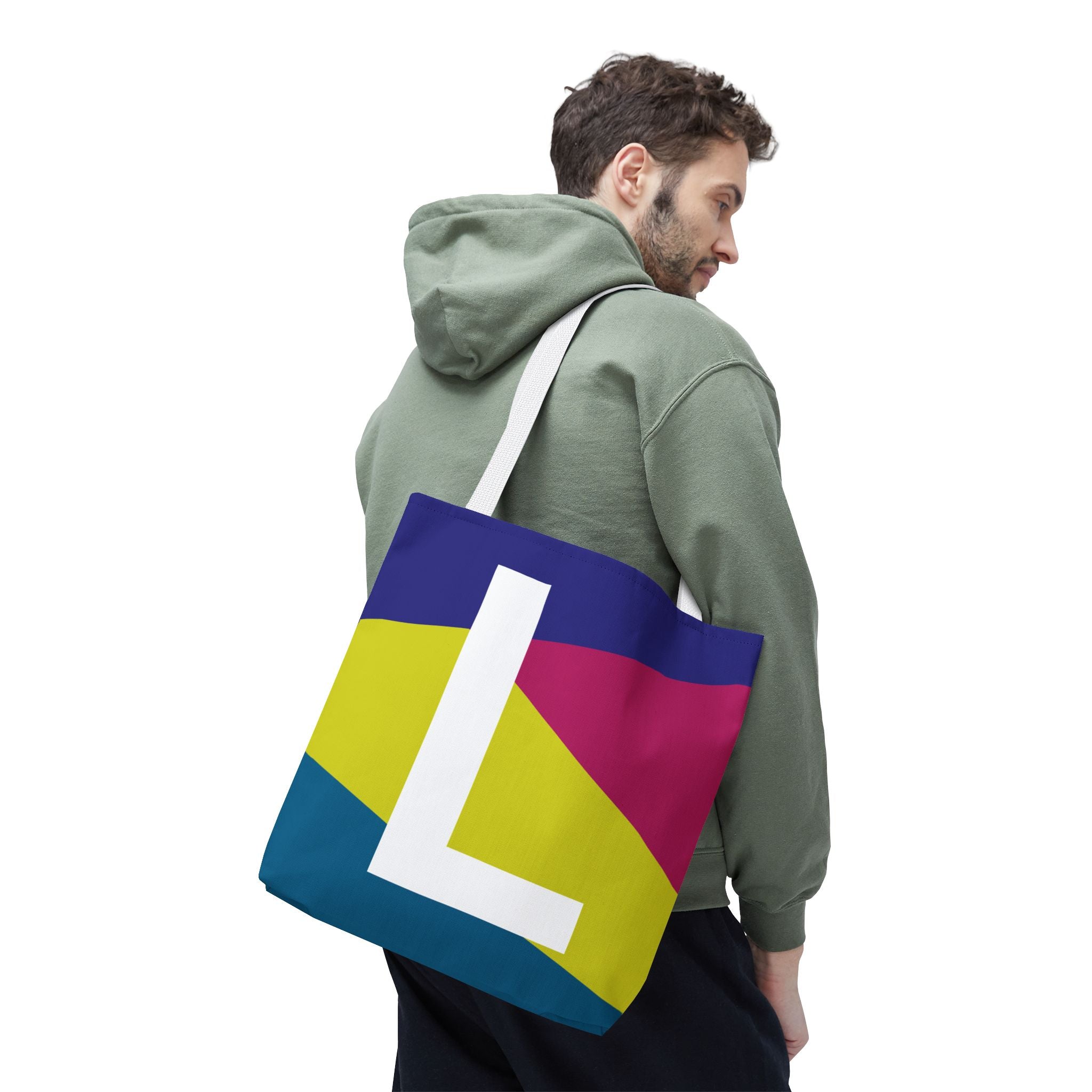 Monogram 'L' Colorblock Tote Bag — Personalized Initial L Shoulder Tote