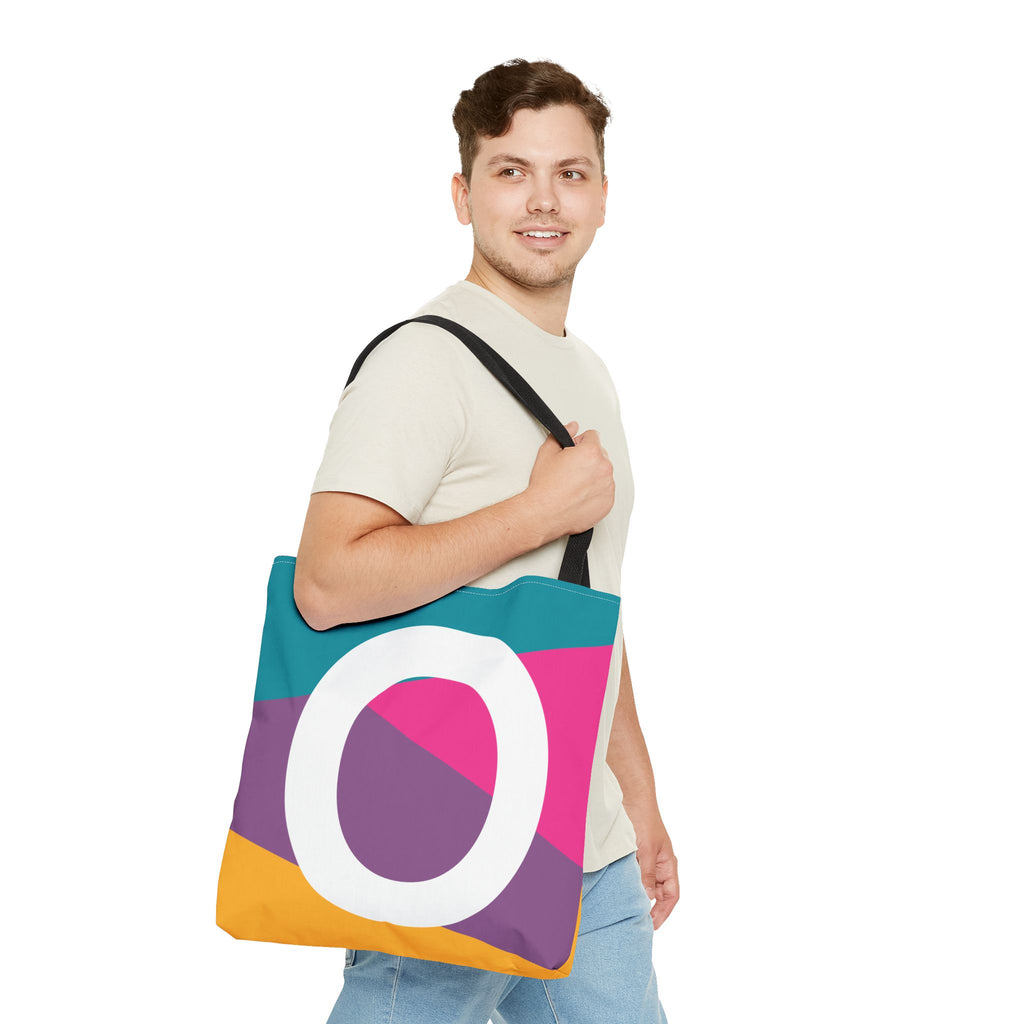 Monogram 'O' Colorblock Tote Bag — Personalized Initial O Shoulder Tote