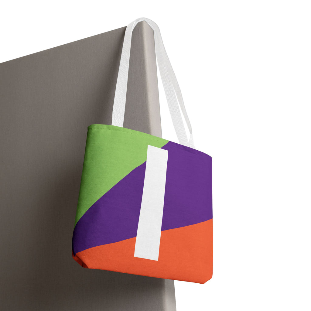 Monogram 'I' Colorblock Tote Bag — Personalized Initial I Shoulder Tote