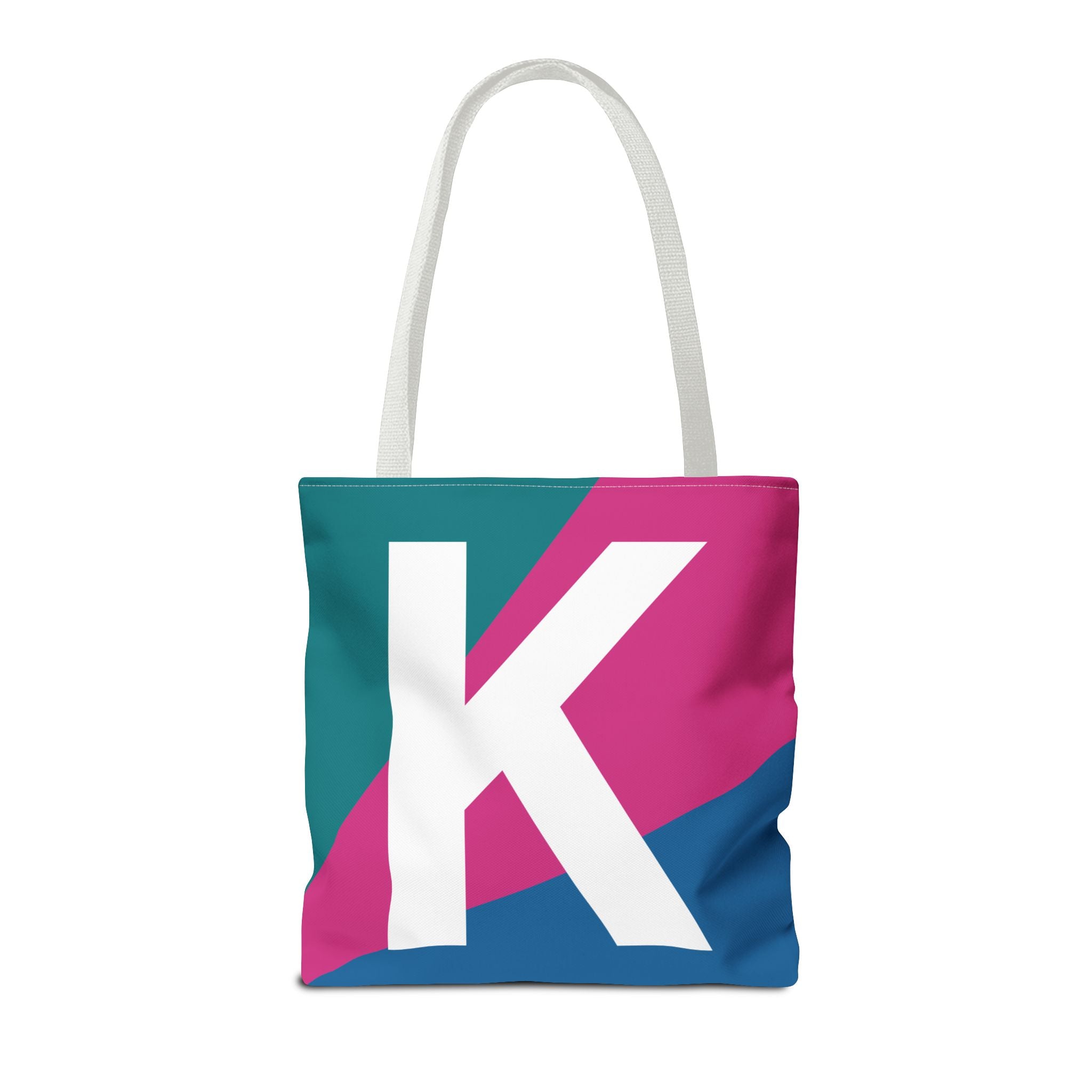 Monogram 'K' Colorblock Tote Bag — Personalized Initial K Shoulder Tote