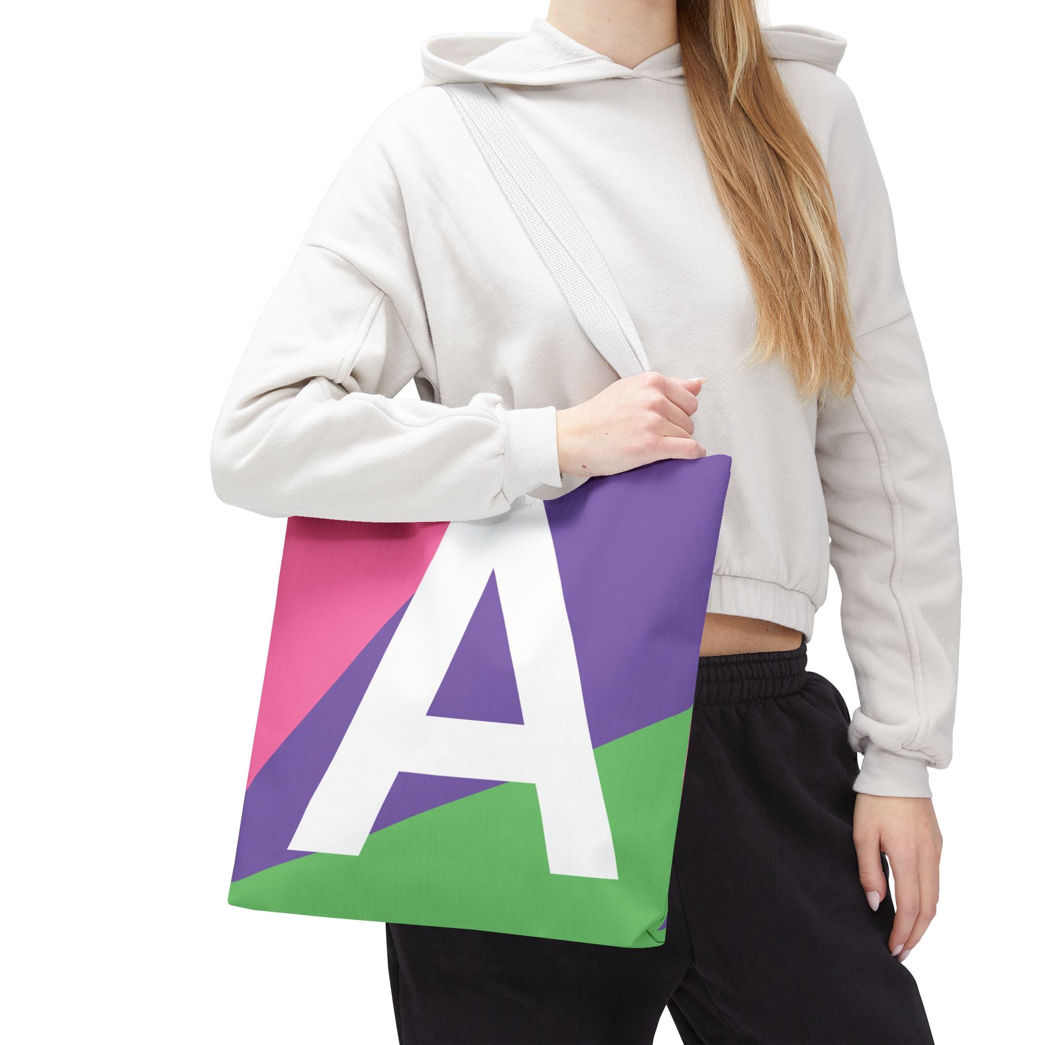 Monogram 'A' Colorblock Tote Bag — Personalized Initial A Shoulder Tote