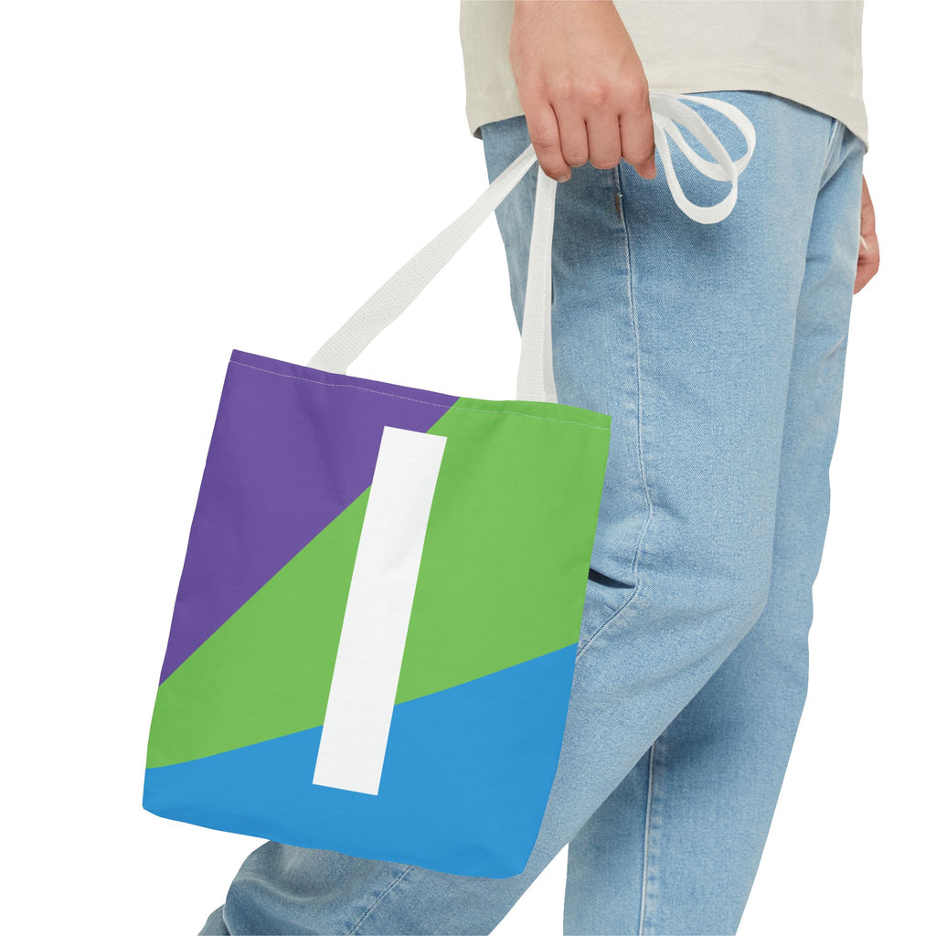 Monogram 'I' Colorblock Tote Bag — Personalized Initial I Shoulder Tote