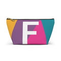 Initials Colorblock Accessory Pouch — Monogram F T-Bottom Cosmetic Bag
