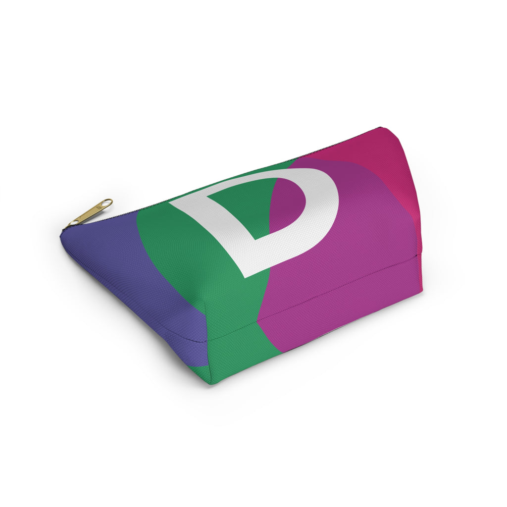 Initials Colorblock Accessory Pouch — Monogram D T-Bottom Cosmetic Bag