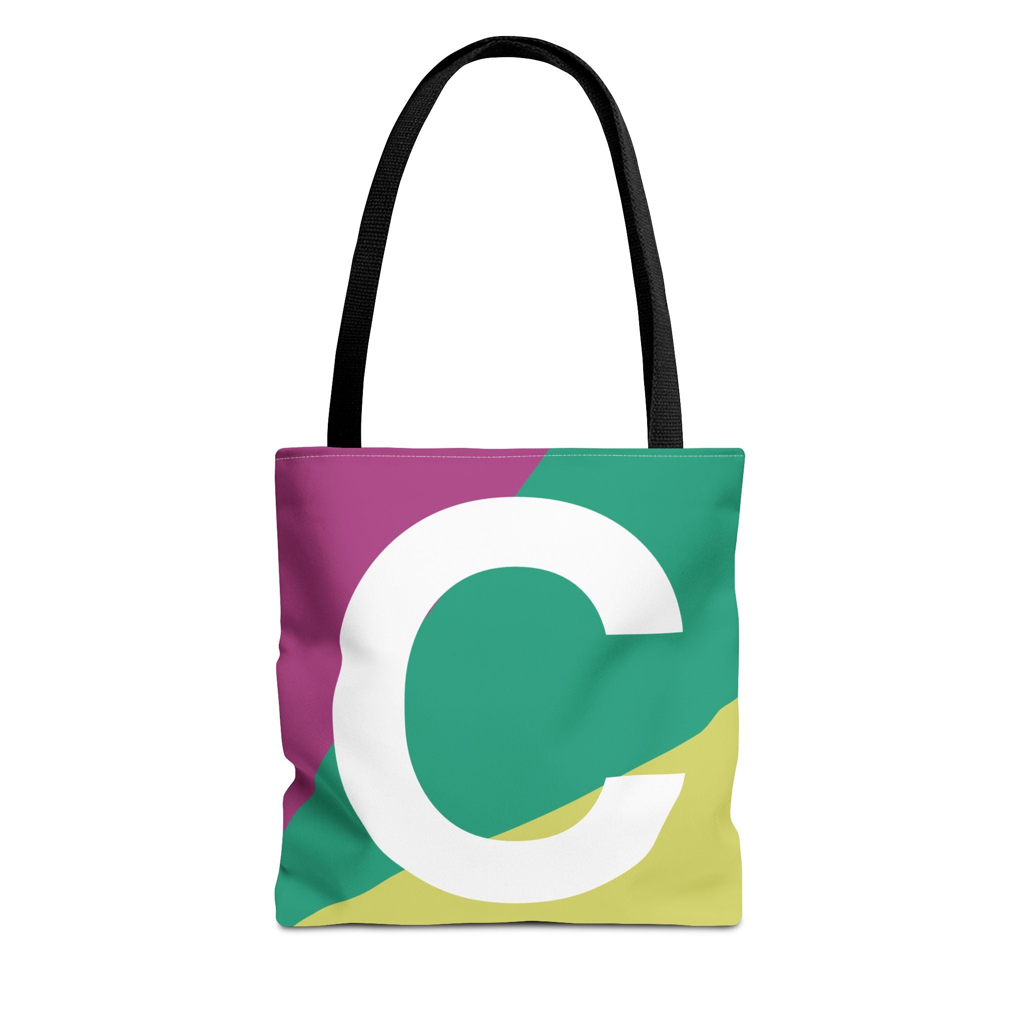 Monogram 'C' Colorblock Tote Bag — Personalized Initial C Shoulder Tote