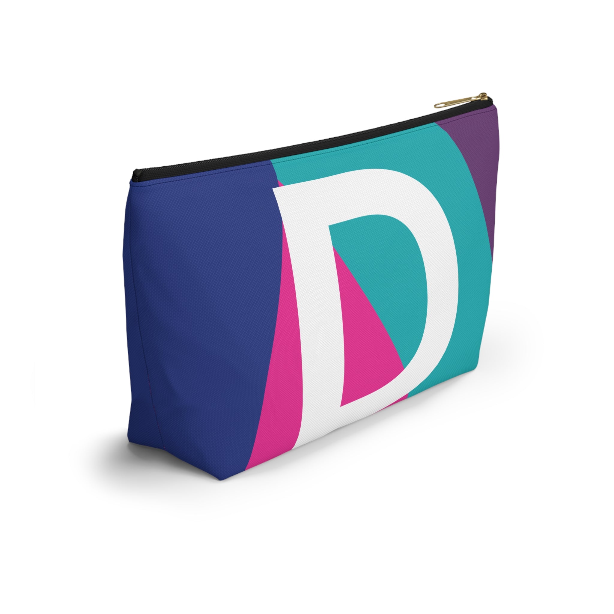 Initials Colorblock Accessory Pouch — Monogram D T-Bottom Cosmetic Bag