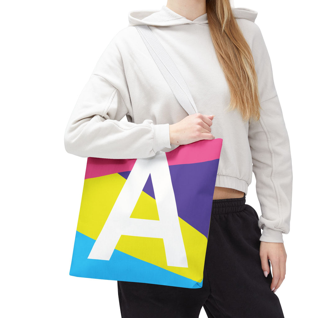 Monogram 'A' Colorblock Tote Bag — Personalized Initial A Shoulder Tote