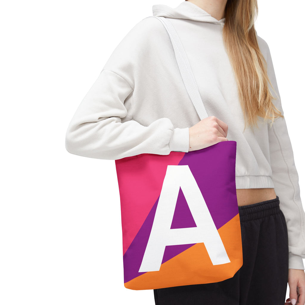 Monogram 'A' Colorblock Tote Bag — Personalized Initial A Shoulder Tote