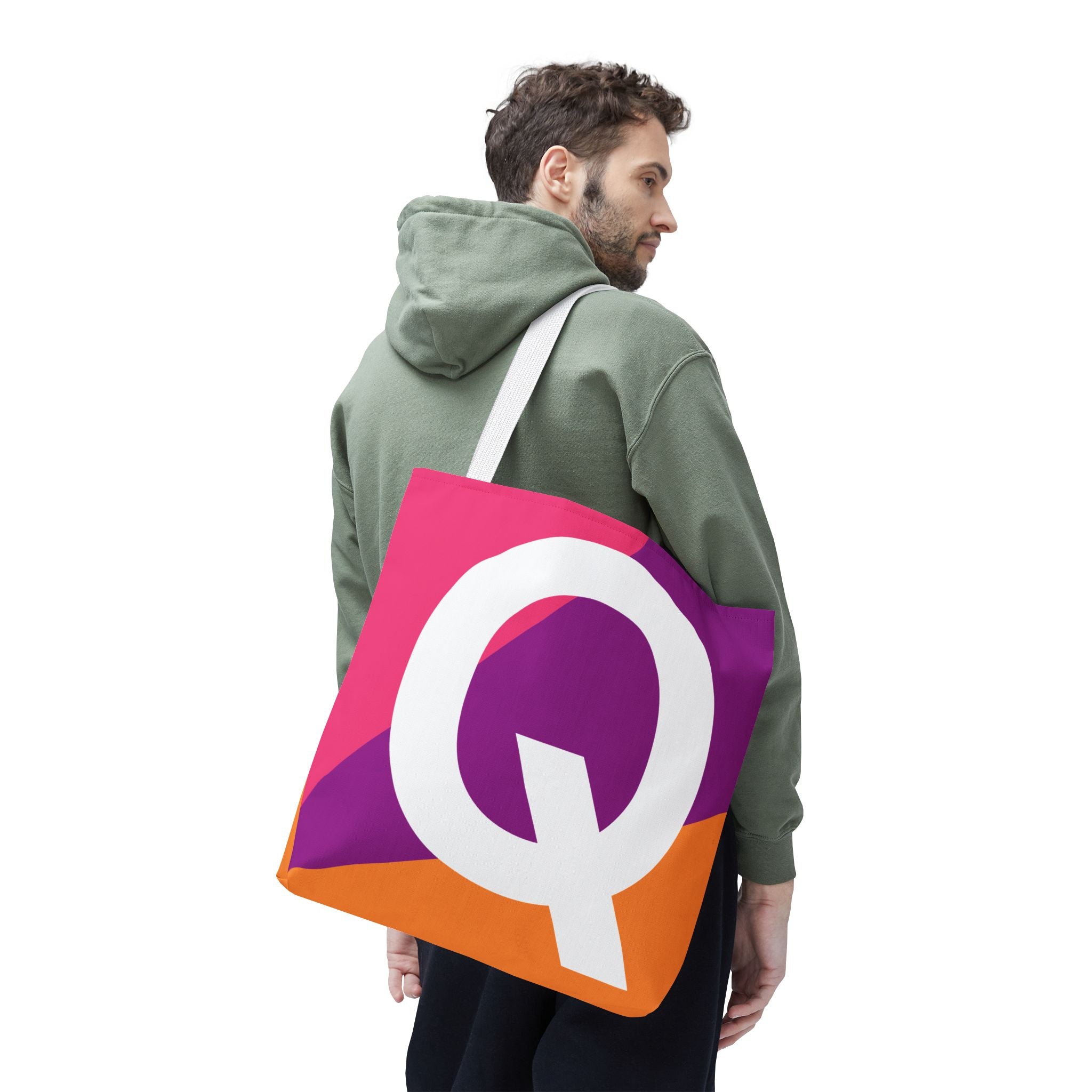 Monogram 'Q' Colorblock Tote Bag — Personalized Initial Q Shoulder Tote