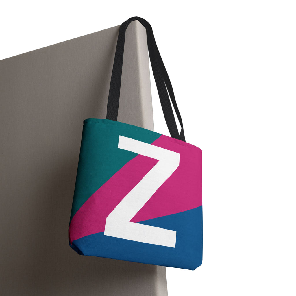Monogram 'Z' Colorblock Tote Bag — Personalized Initial Z Shoulder Tote