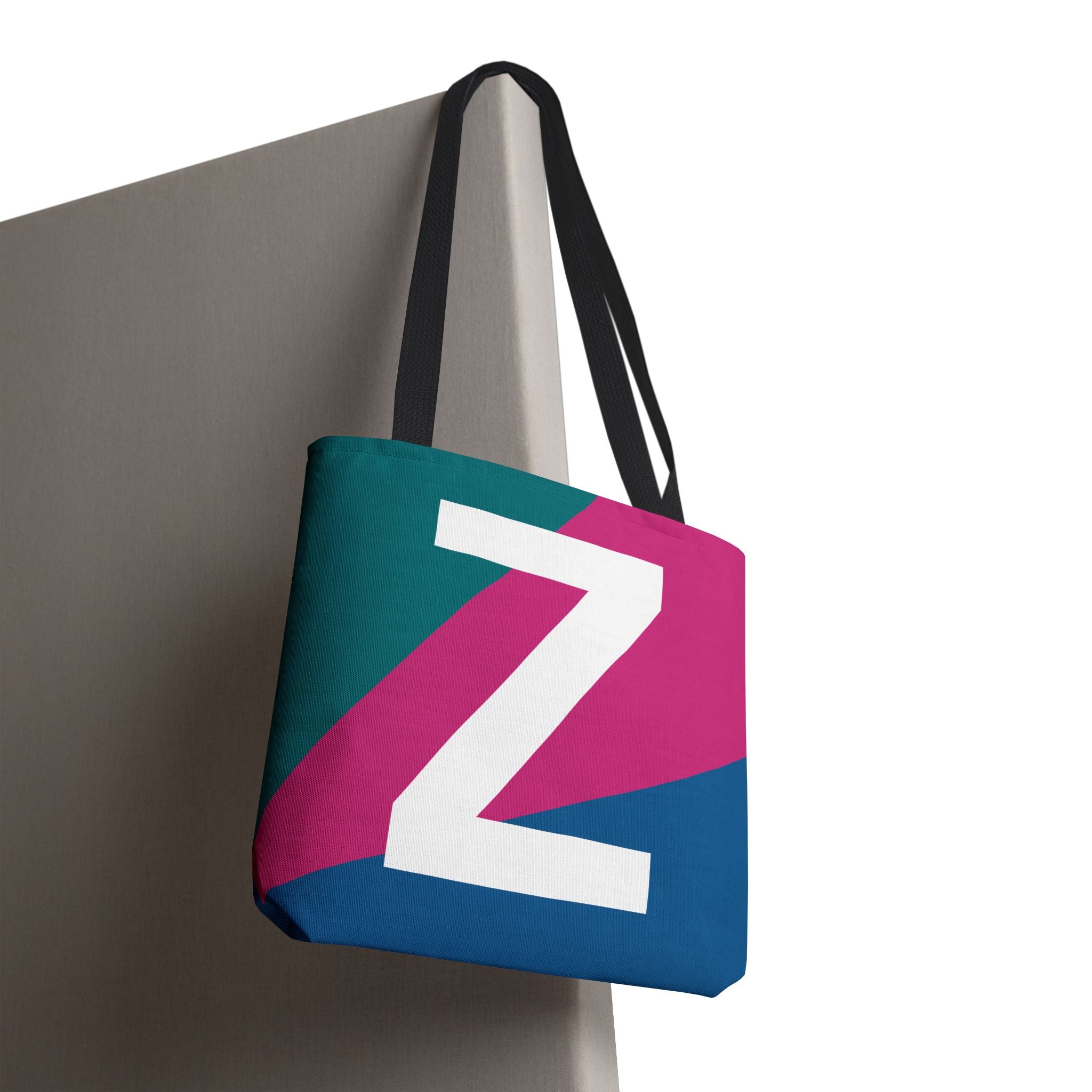 Monogram 'Z' Colorblock Tote Bag — Personalized Initial Z Shoulder Tote