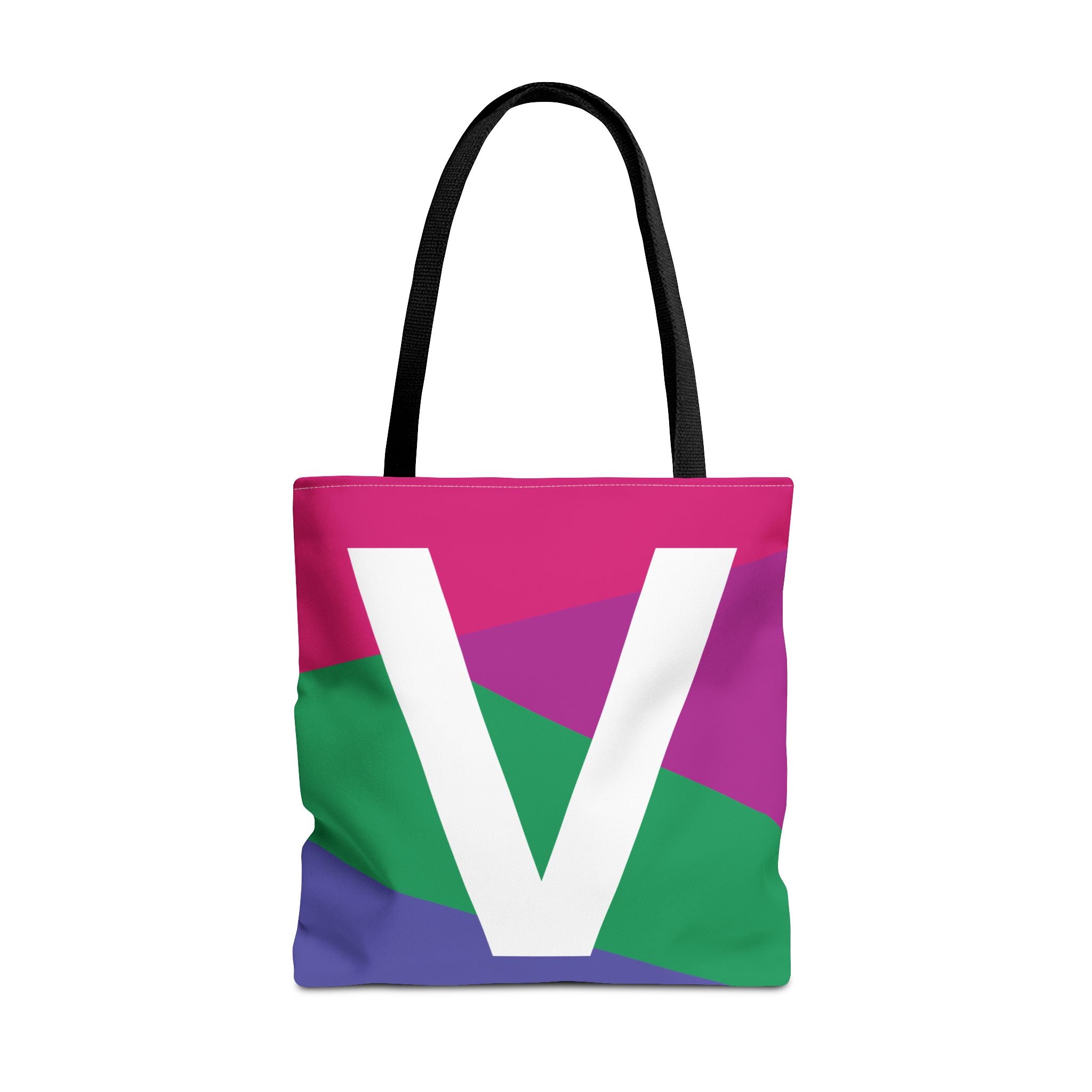 Monogram 'V' Colorblock Tote Bag — Personalized Initial V Shoulder Tote