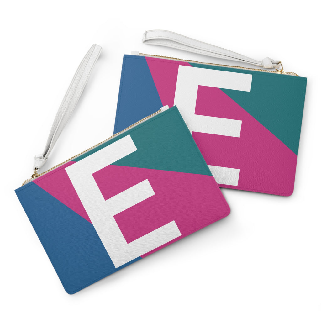 Monogram 'E' Colorblock Clutch Bag — Bold Geometric Wristlet for Everyday & Gifts