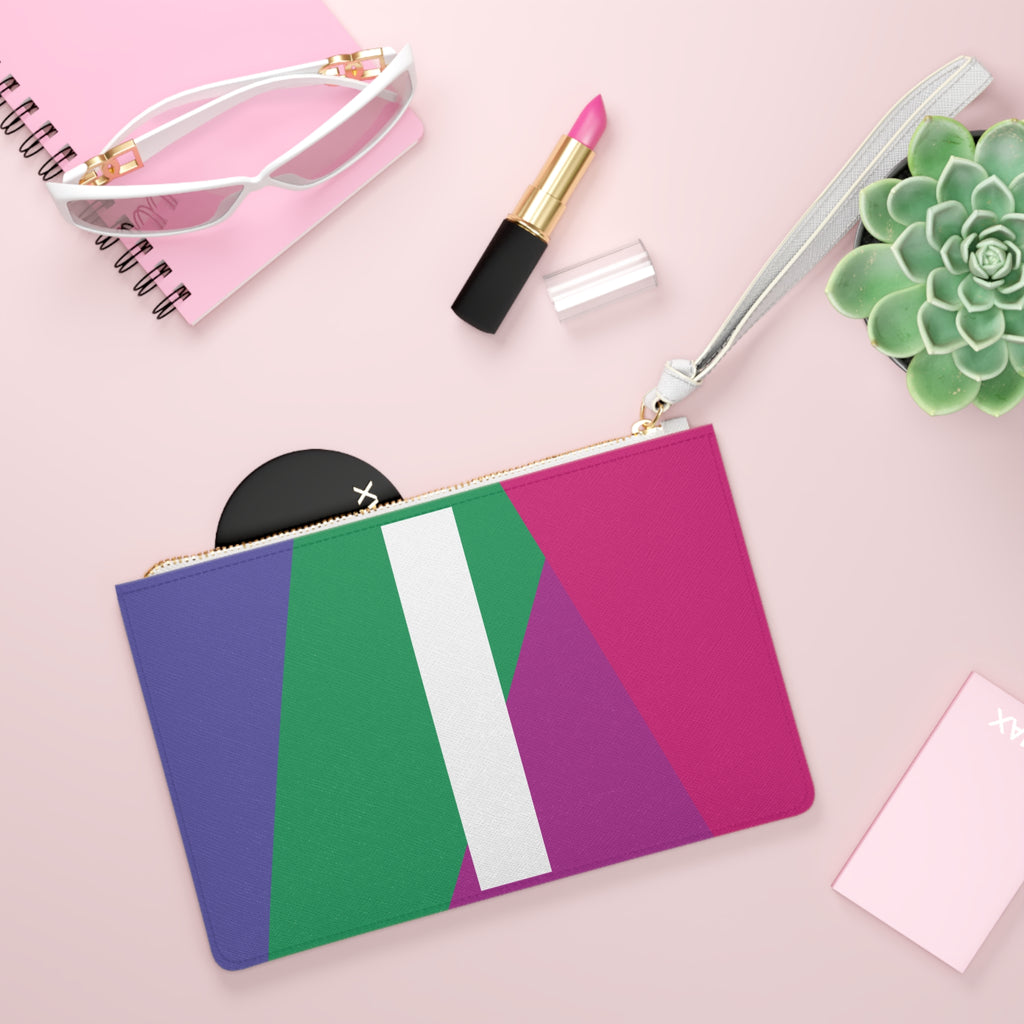 Monogram 'I' Colorblock Clutch Bag — Bold Geometric Wristlet for Everyday & Gifts
