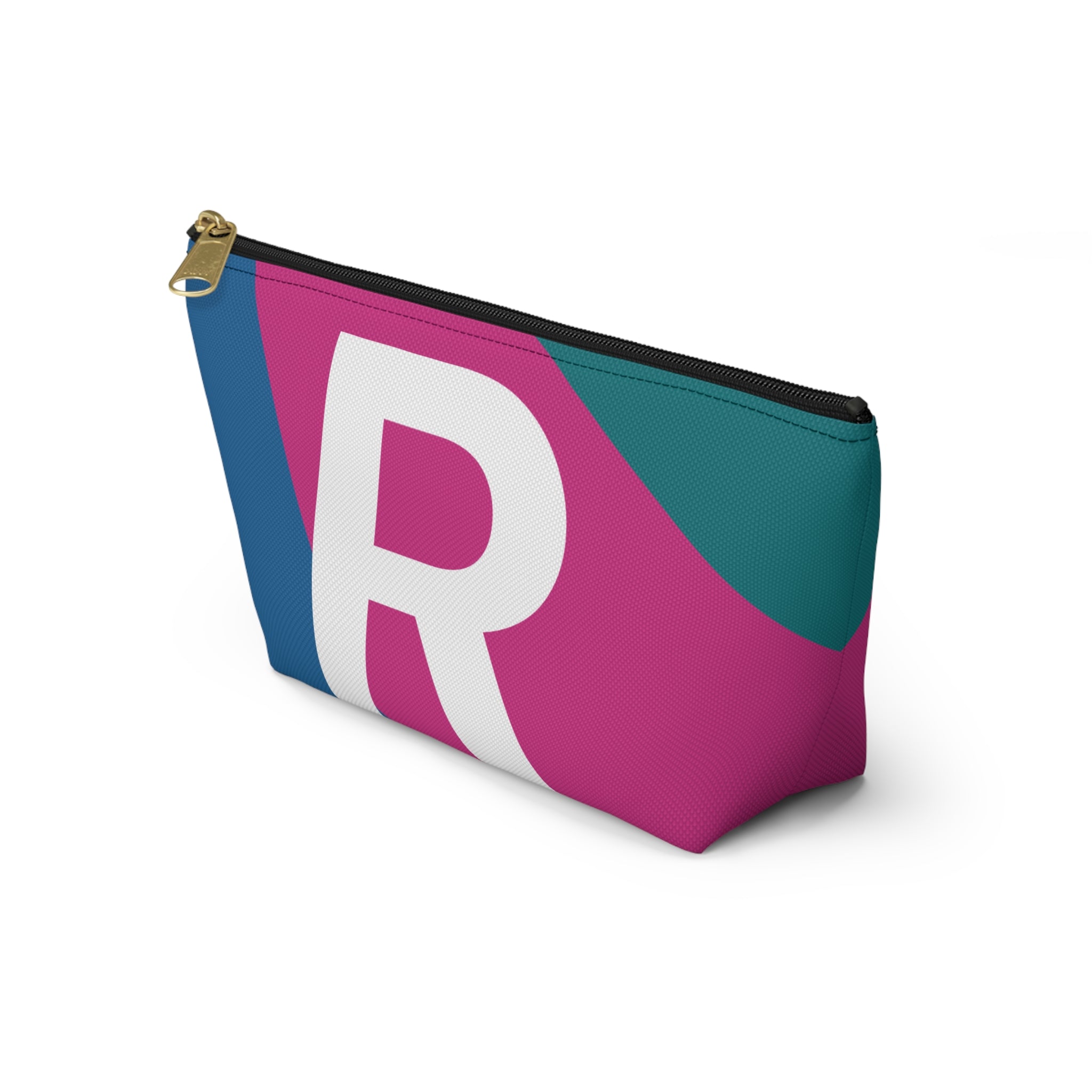 Initials Colorblock Accessory Pouch — Monogram R T-Bottom Cosmetic Bag