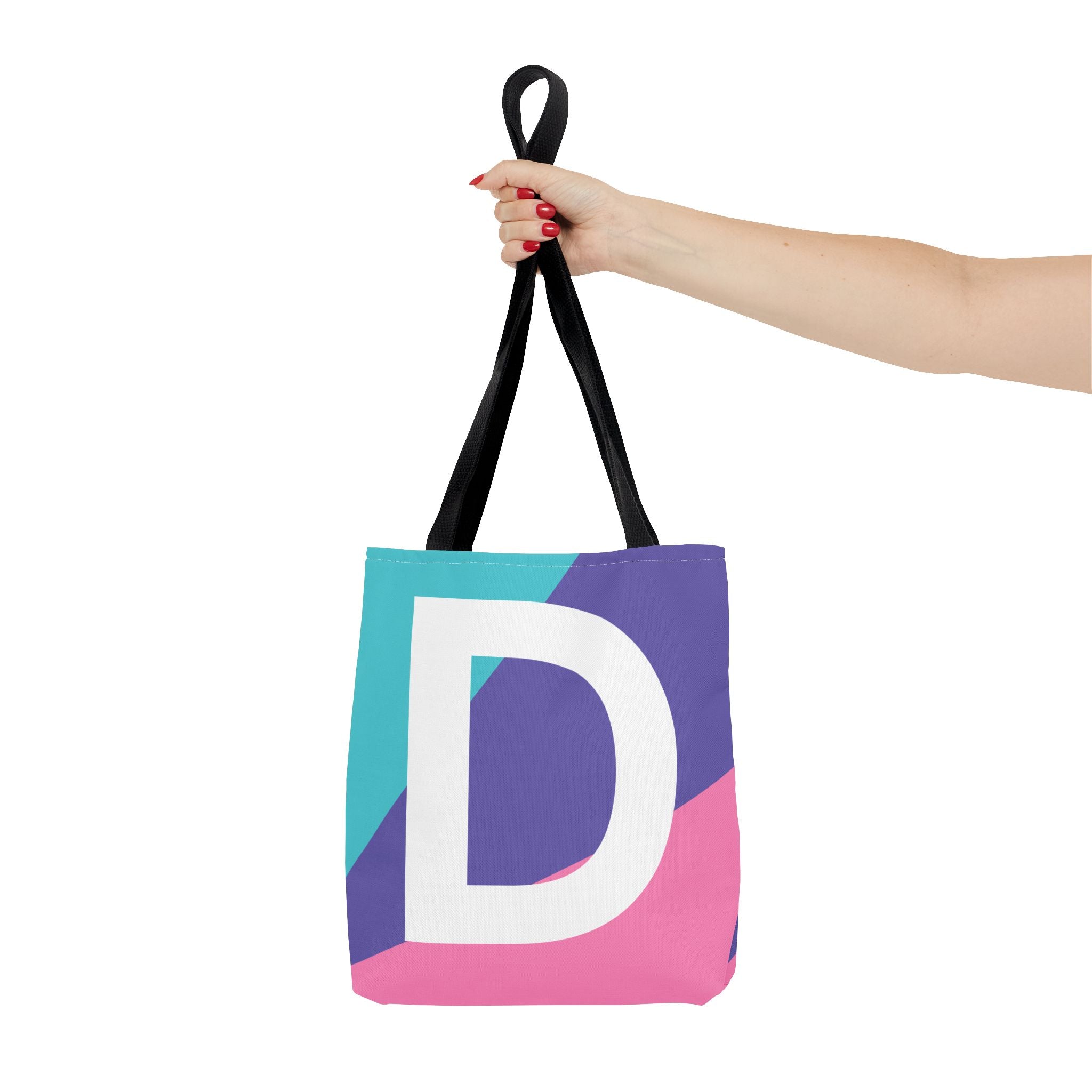 Monogram 'D' Colorblock Tote Bag — Personalized Initial D Shoulder Tote