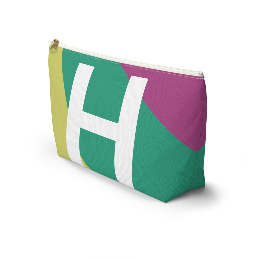 Initials Colorblock Accessory Pouch — Monogram H T-Bottom Cosmetic Bag