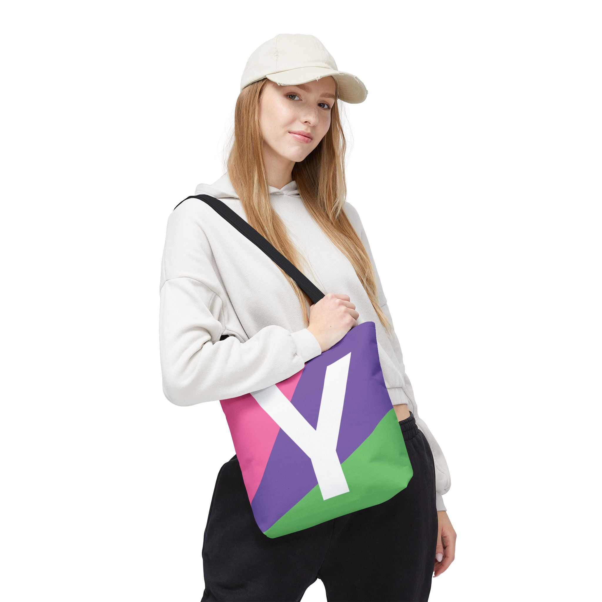 Monogram 'Y' Colorblock Tote Bag — Personalized Initial Y Shoulder Tote