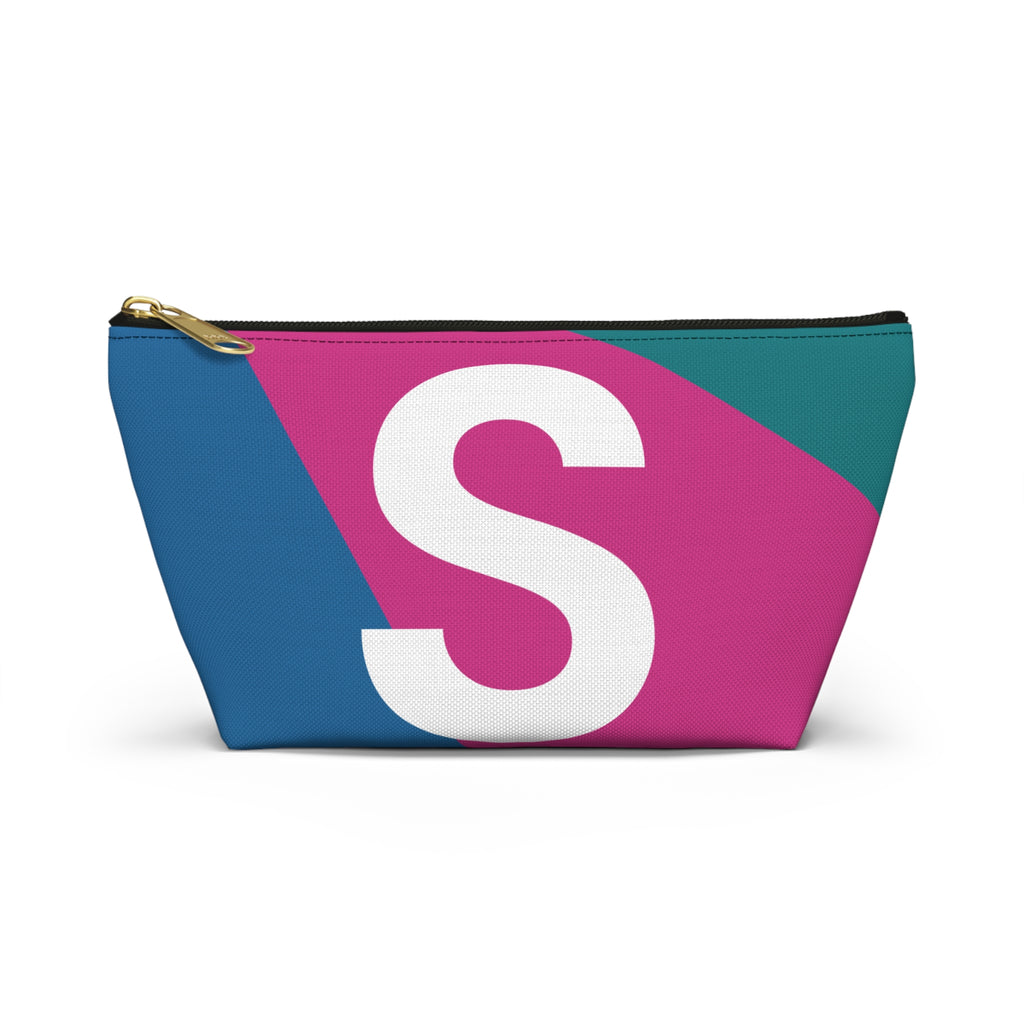 Initials Colorblock Accessory Pouch — Monogram S T-Bottom Cosmetic Bag