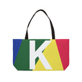 Personalized 'K' Colorblock Tote Bag — Monogram Weekender Tote