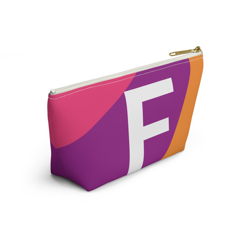 Initials Colorblock Accessory Pouch — Monogram F T-Bottom Cosmetic Bag