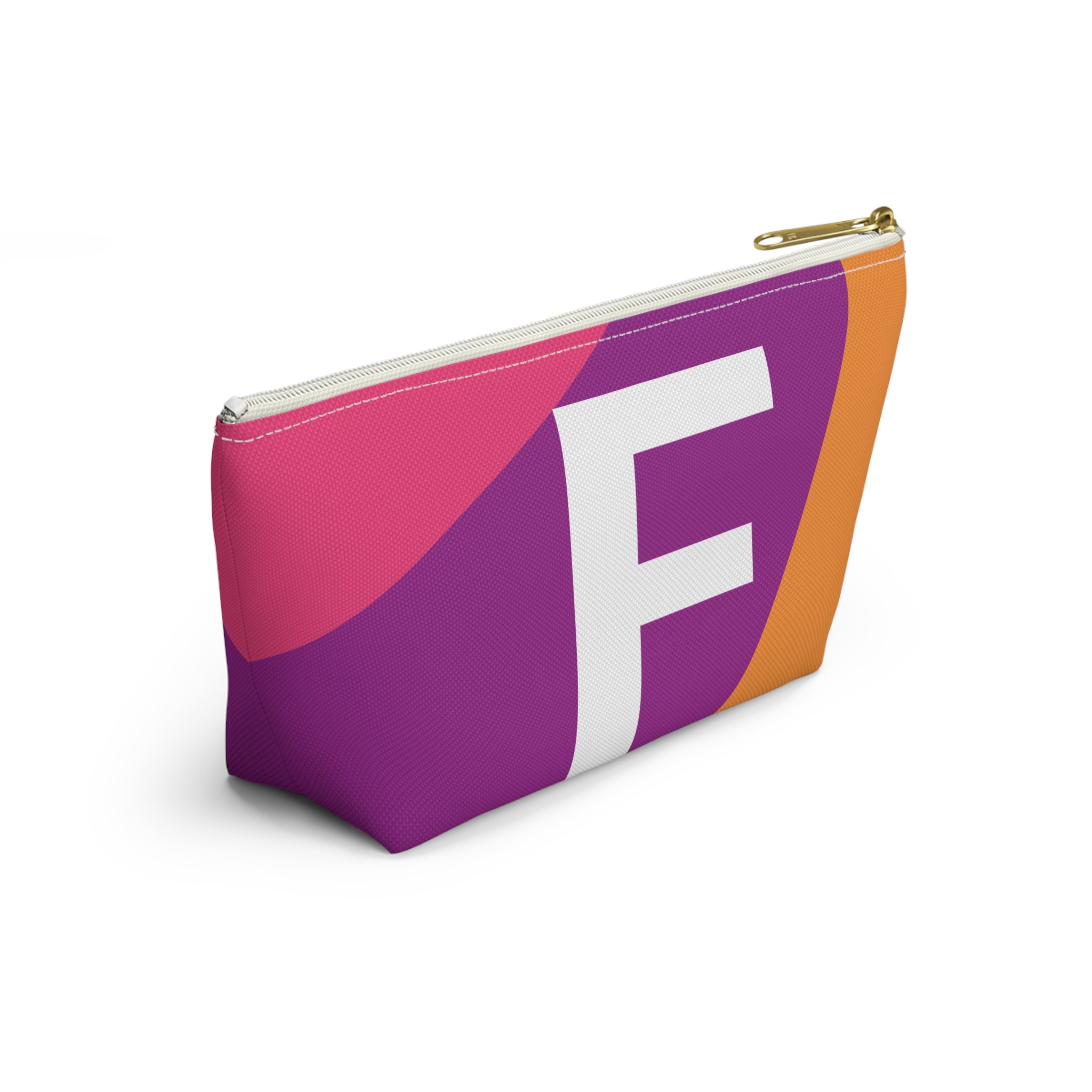 Initials Colorblock Accessory Pouch — Monogram F T-Bottom Cosmetic Bag
