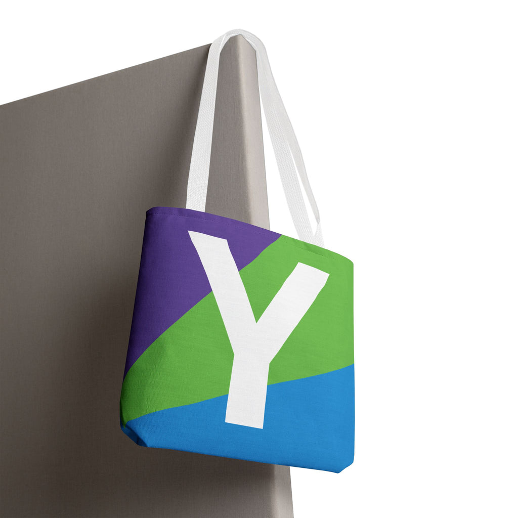Monogram 'Y' Colorblock Tote Bag — Personalized Initial Y Shoulder Tote