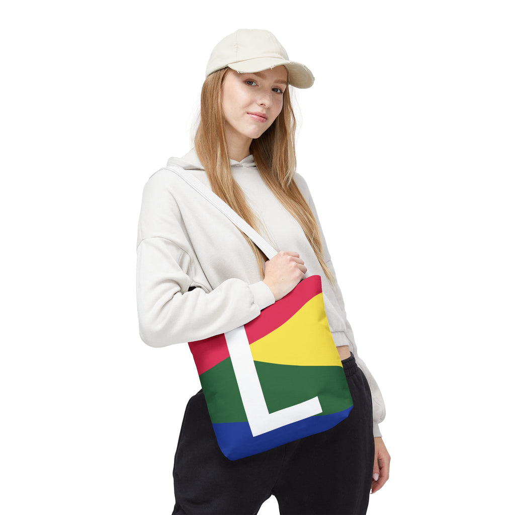 Monogram 'L' Colorblock Tote Bag — Personalized Initial L Shoulder Tote