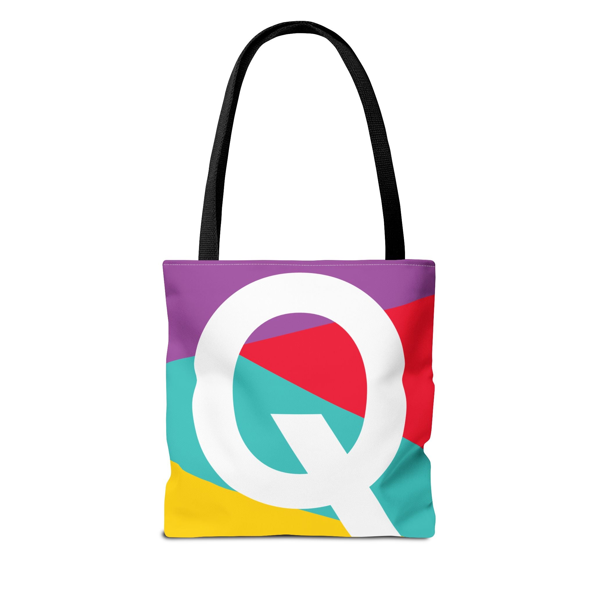 Monogram 'Q' Colorblock Tote Bag — Personalized Initial Q Shoulder Tote