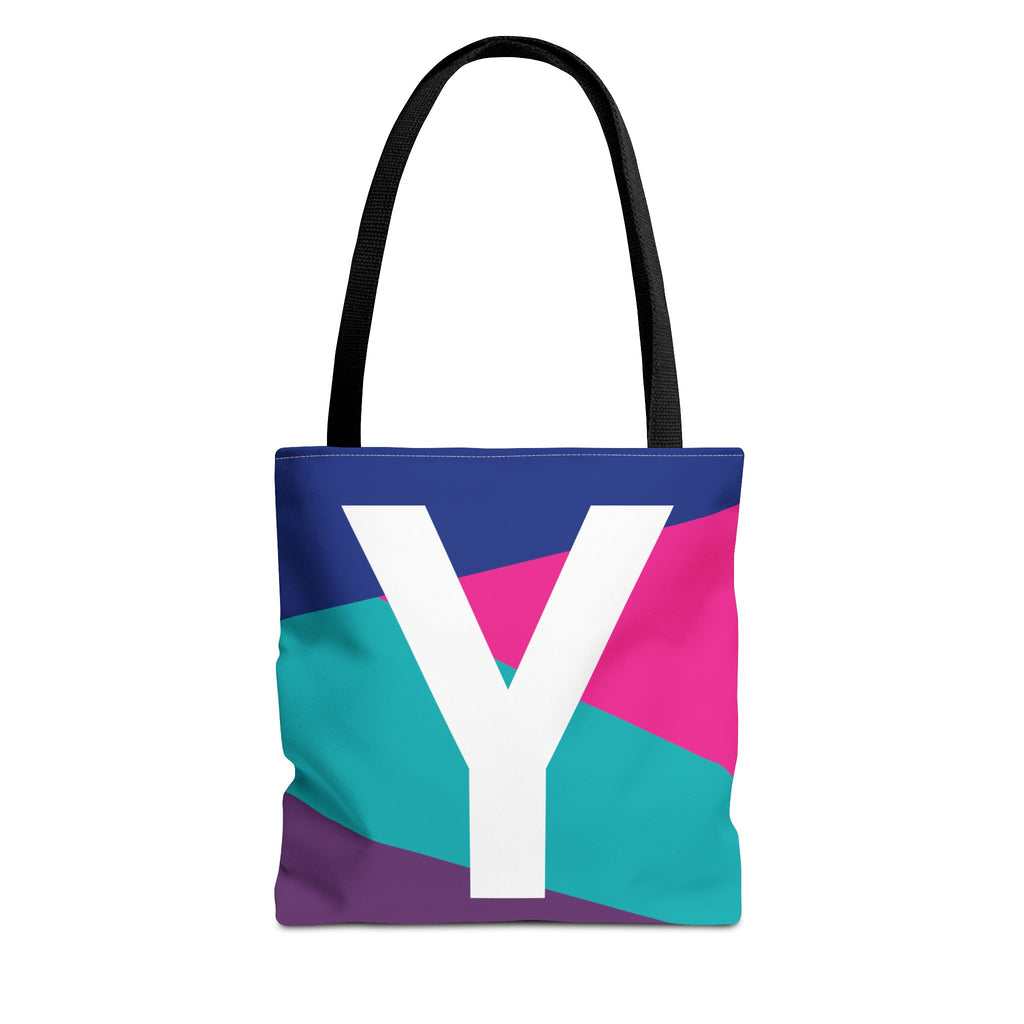 Monogram 'Y' Colorblock Tote Bag — Personalized Initial Y Shoulder Tote