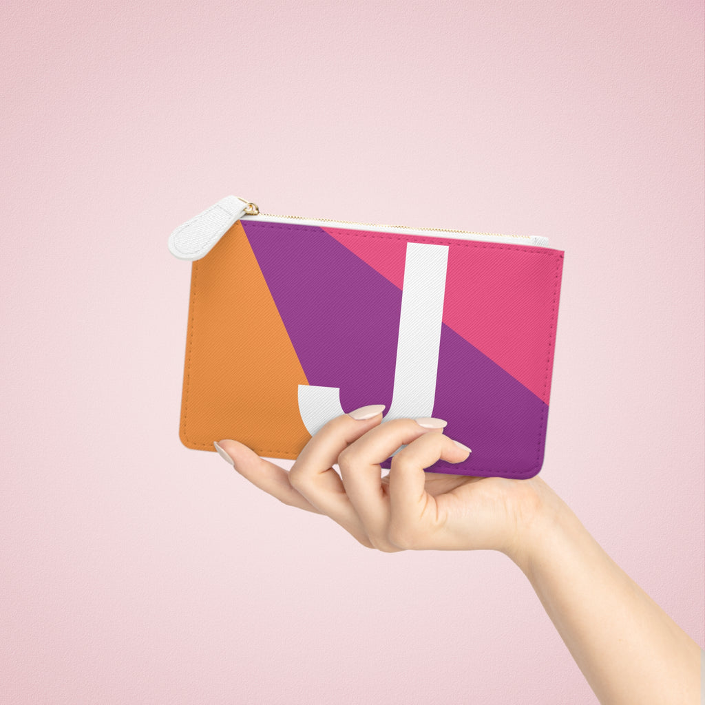 Initial J Mini Clutch — Colorblock Monogram Wristlet Wallet